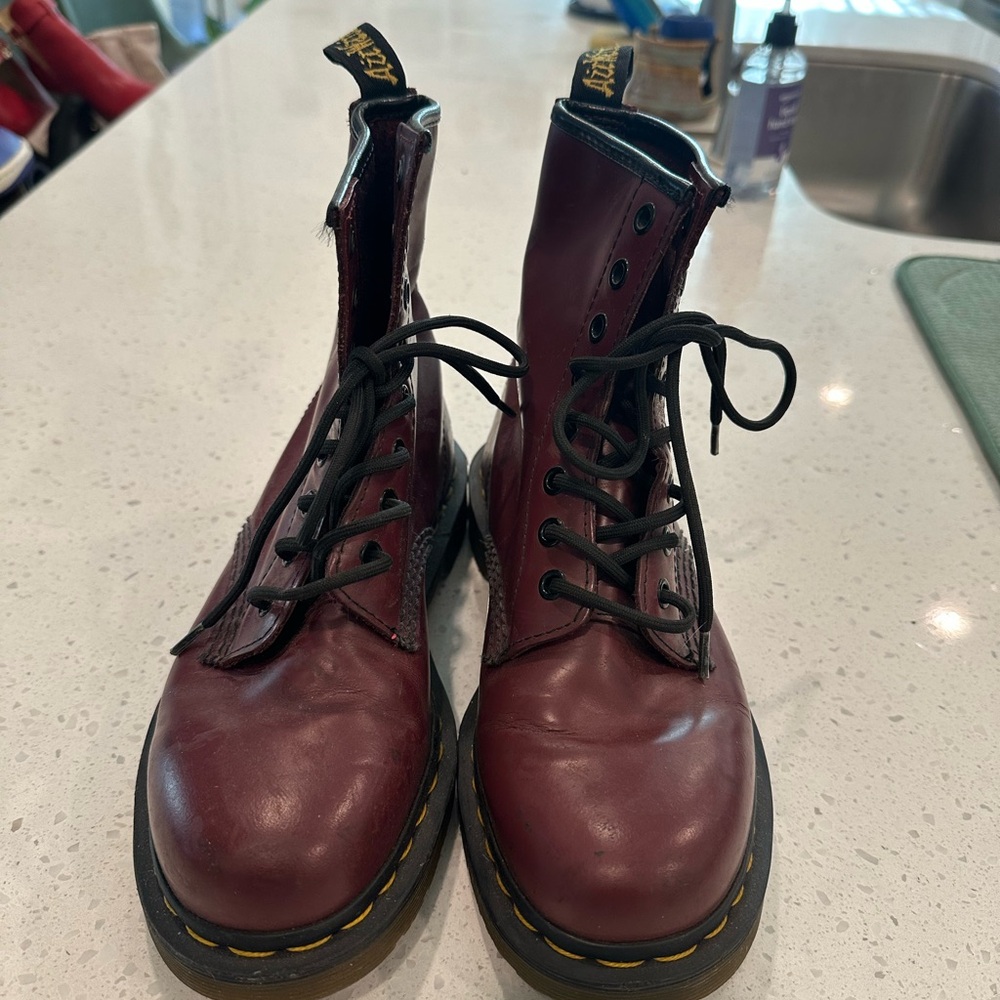 Dr. Martens Women's Dark Red Combat Boots